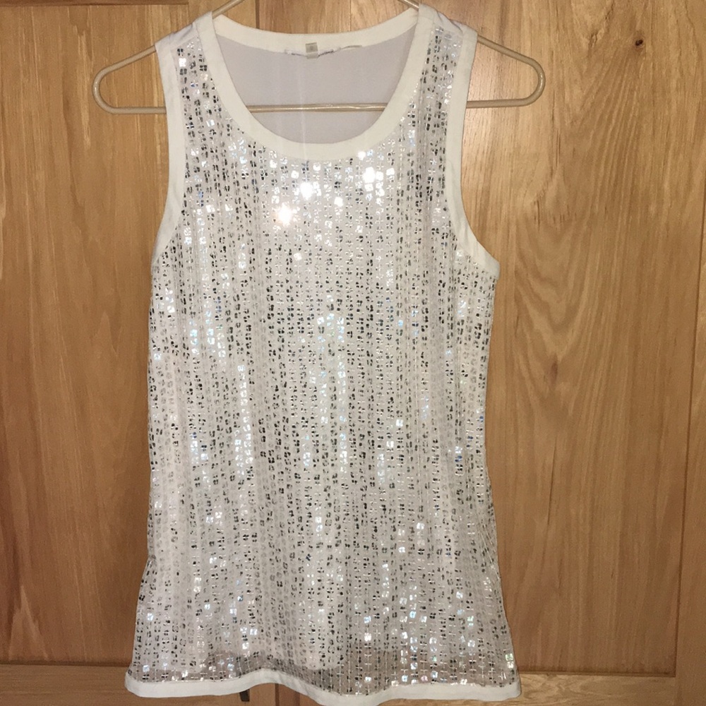 Calvin Klein women’s small cream sequin lace top